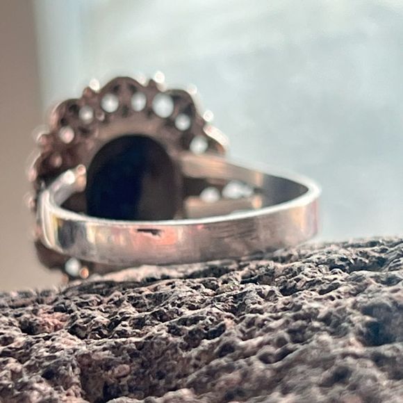 Antique Blue Lapis Solid Sterling Silver Estate Ring size 8.5 - Picture 6 of 9